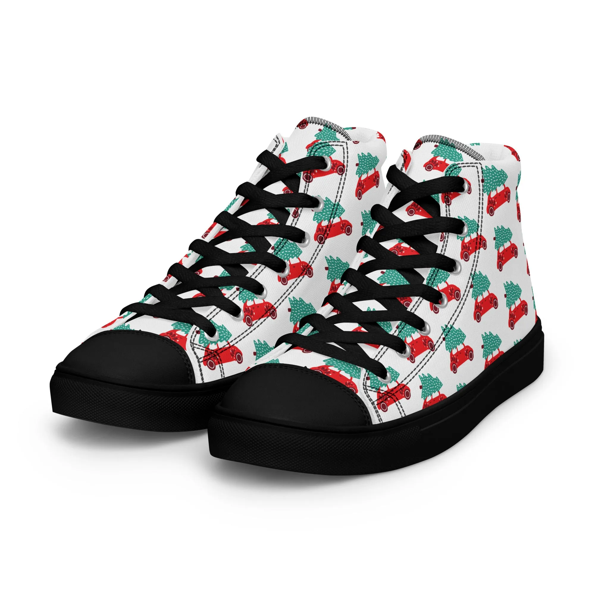Women Christmas High Top Canvas Shoes (Glamourange Holiday Magic Canvas Shoes For Women - 0018)