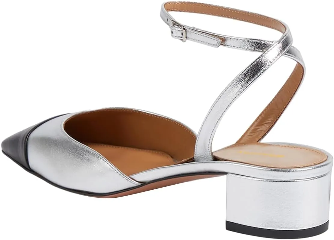 Women Stylish Square Cap Toe Block Low Heel Sandals Ankle Strap Slingback Summer Dress Shoes Size 4-16 US