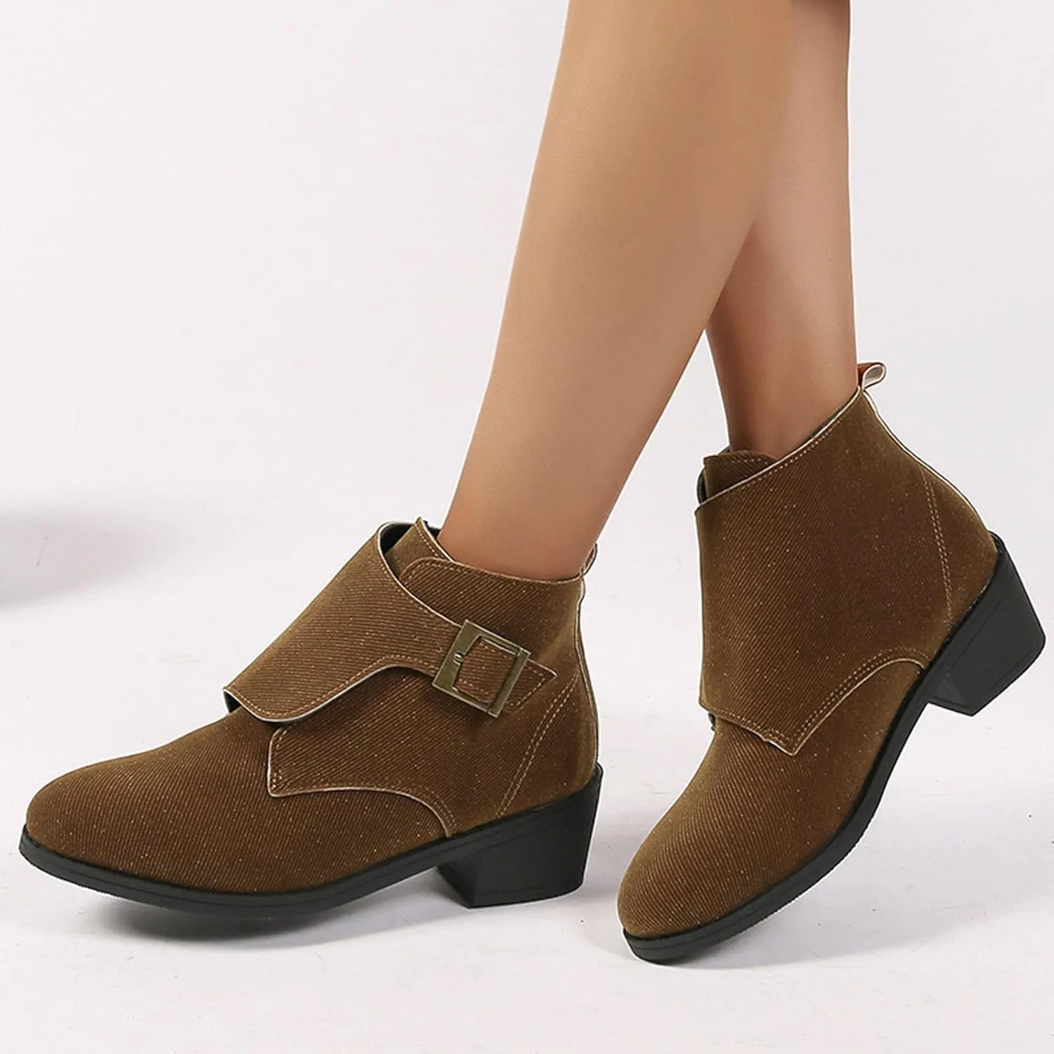 Women's Chunky Block Boots heels Side Zipper BootsKnee High Boots Casual Shoes Rain Boots Combat Chunky Western Pull On