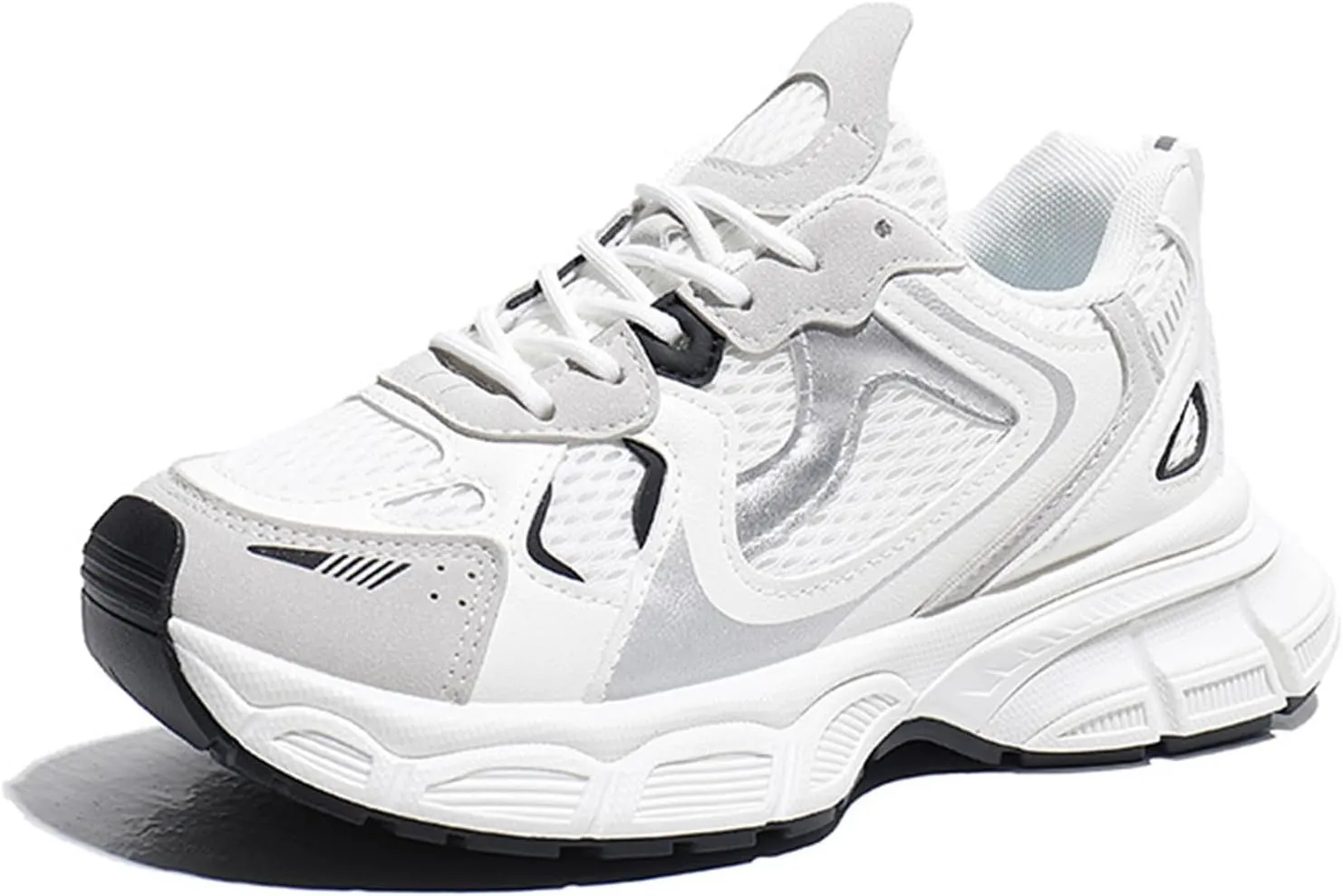 Women's Fashion Platform Trainers - Dad Sneaker Style Lace-up Breathable Mesh Sneakers for Casual Autumn Looks,Beige-35