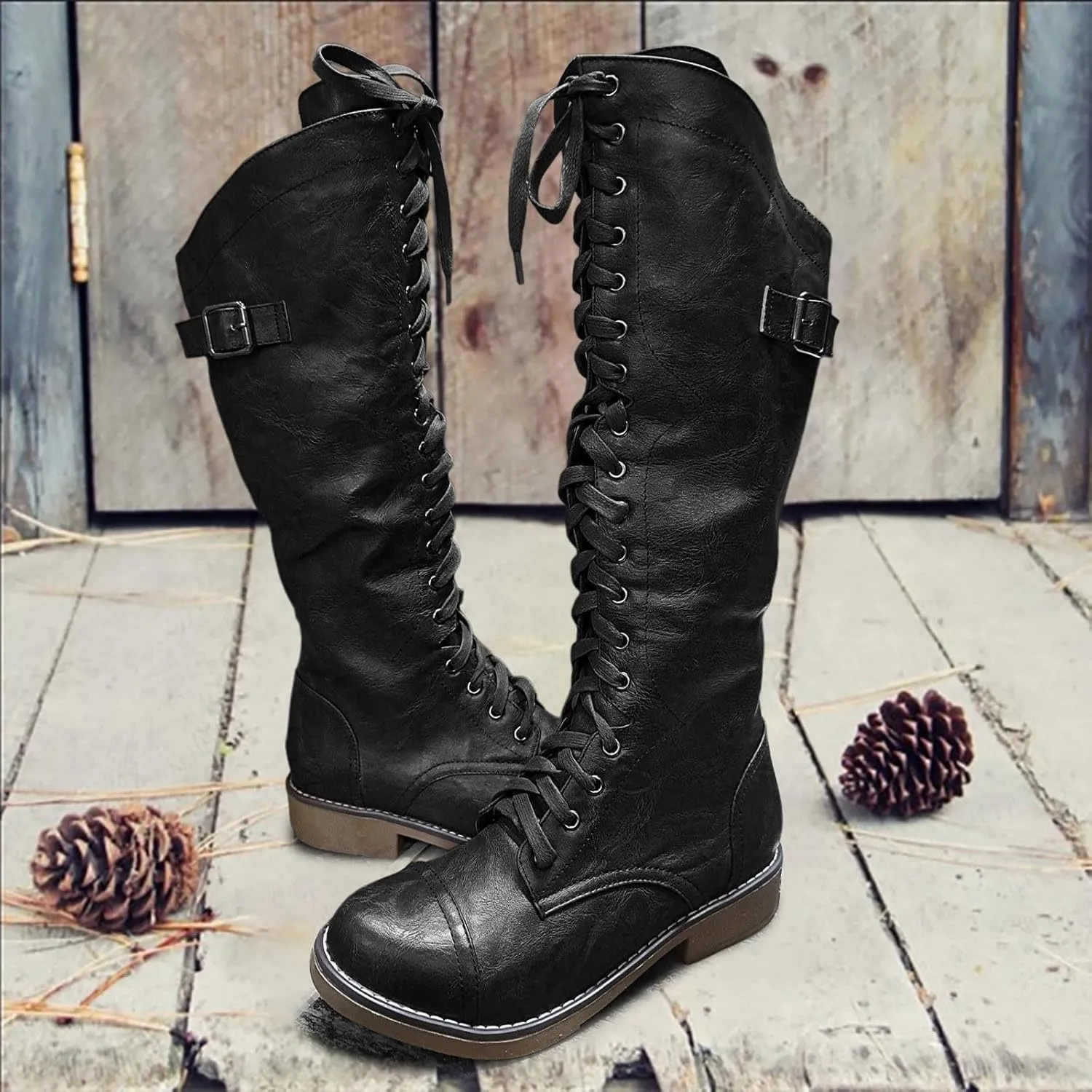 Womens Knee High Chunky Heel Boots Faux Suede Pointed Toe Side Zipper Boots Mid-calf Western Knee High Chelsea Side Zipper