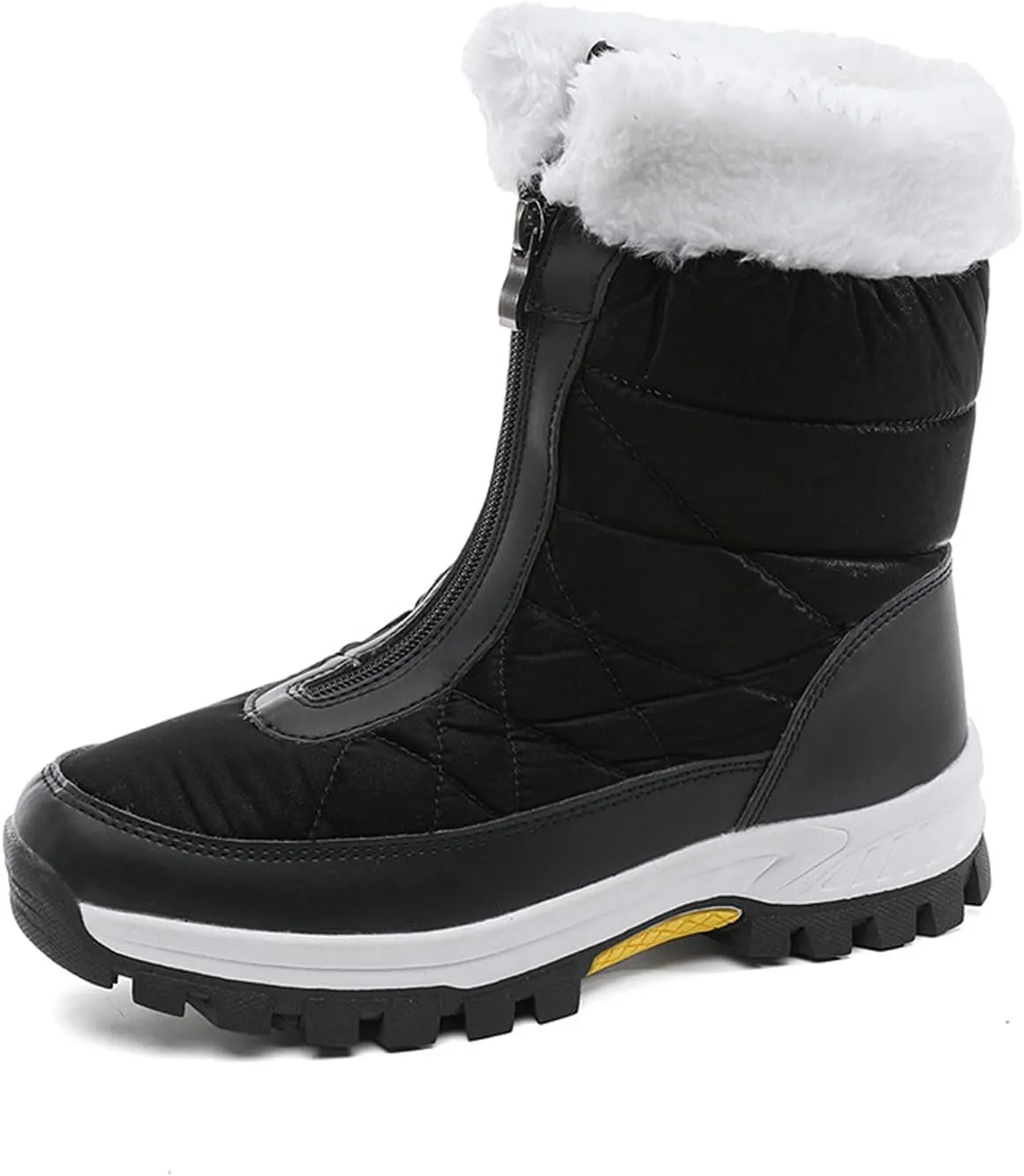 Womens Mid-Calf Snow Boots,Waterproof Warm Plush Lined Outdoor Snow Boots,Round Toe Mid Calf Outdoor Winter Snow Boot