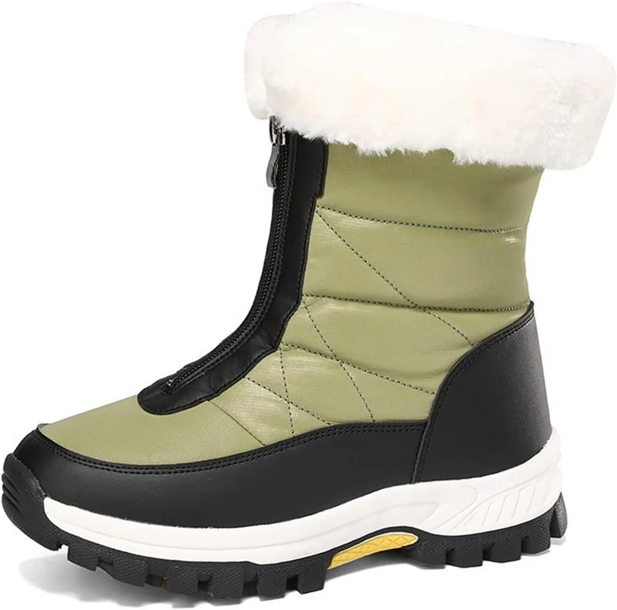 Womens Mid-Calf Snow Boots,Waterproof Warm Plush Lined Outdoor Snow Boots,Round Toe Mid Calf Outdoor Winter Snow Boot