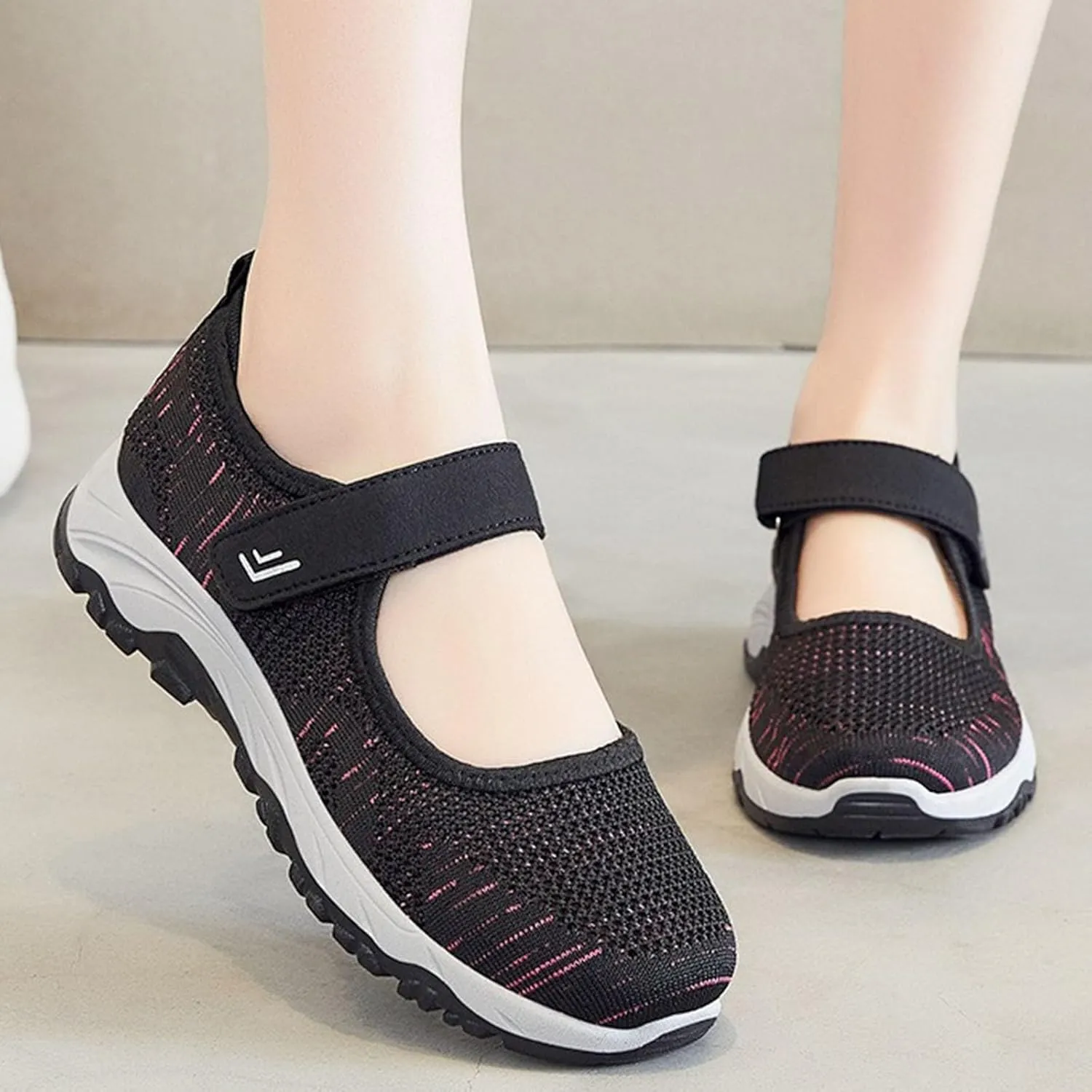 Women's Walking Shoes,Orthotic Walking Sneakers Wide Width Non-Slip Adjustable Breathable Comfortable Lightweight Shoes